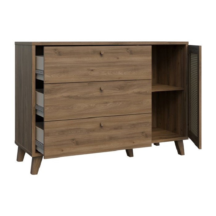 bedrooms/chest-of-drawers/glenkeen-chest-with-3-drawers-and-1-door-finished-in-valencia-oak-with-natural-rattan-inserts