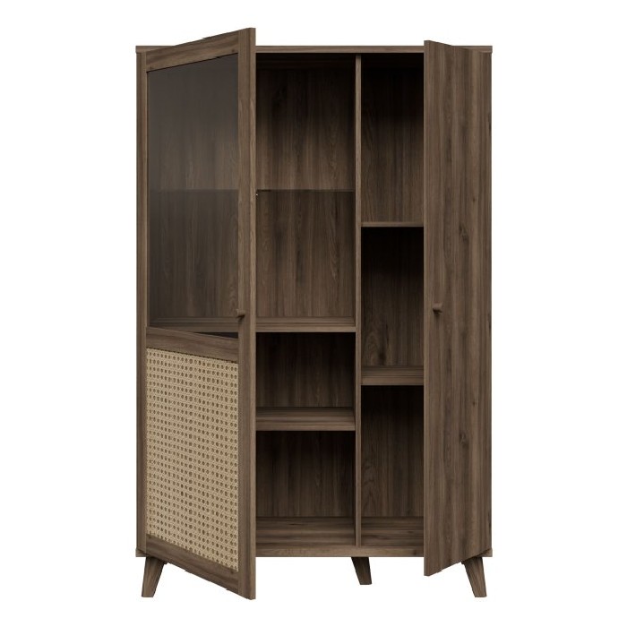 living/living-suites/glenkeen-vitrine-with-1-door-and-1-glass-door-finished-in-valencia-oak-and-natural-rattan