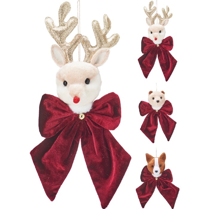 christmas/decorations/bow-with-animal-head-–-20cm-3-assorted-designs