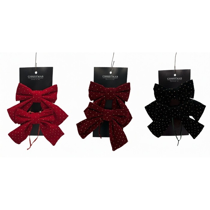 christmas/decorations/christmas-bows-15cm-set-of-2-pieces-3-assorted-colours