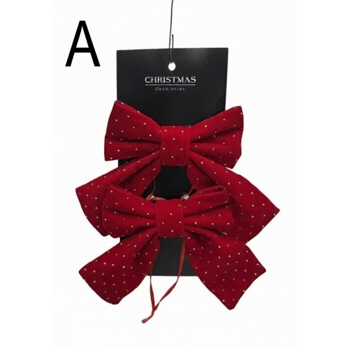 christmas/decorations/christmas-bows-15cm-set-of-2-pieces-3-assorted-colours