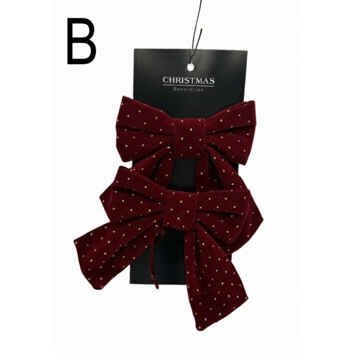christmas/decorations/christmas-bows-15cm-set-of-2-pieces-3-assorted-colours