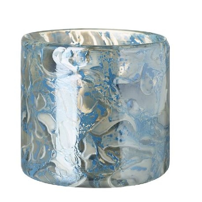 home-decor/indoor-pots-plant-stands/small-blue-silver-patterned-glass-jar