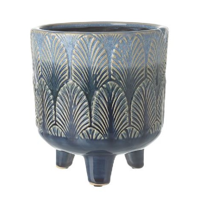 home-decor/indoor-pots-plant-stands/leaf-pattern-pot-with-legs-dark-blue