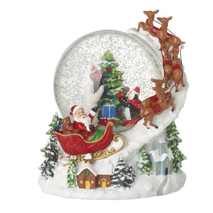 christmas/decorations/xmas-musical-santa-flying-sleigh-snow-globe