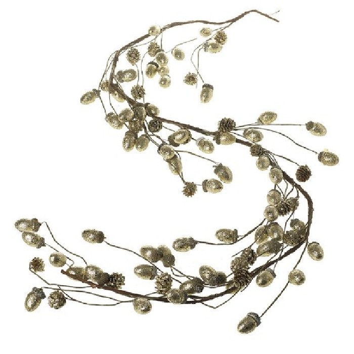christmas/tinsel-garlands/christmas-gold-glitter-acorn-garland
