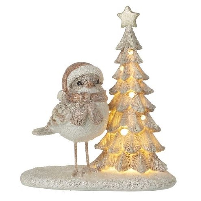 christmas/decorations/xmas-light-up-resin-tree-with-bird-in-hat