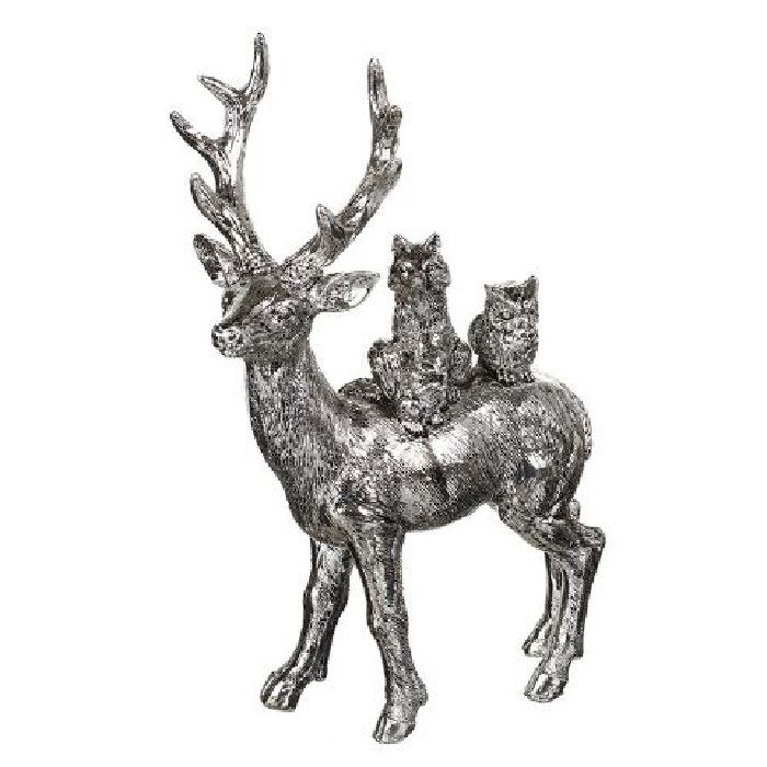 christmas/decorations/xmas-silver-resin-stag-with-family-of-animals