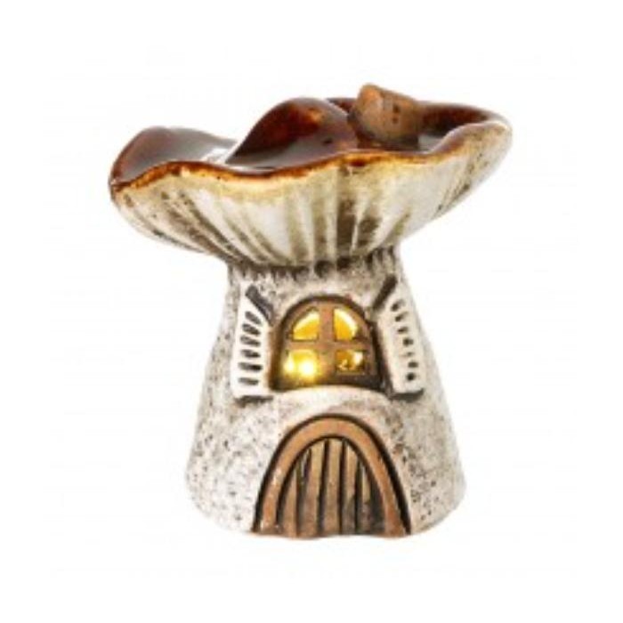 home-decor/candle-holders-lanterns/heaven-sends-brown-stoneware-led-mushroom-house-ornament