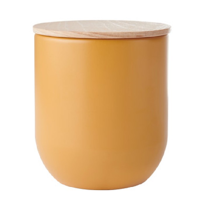 kitchenware/food-storage/kitchencraft-idilica-kitchen-canister-with-beechwood-lid-9-x-10cm-yellow