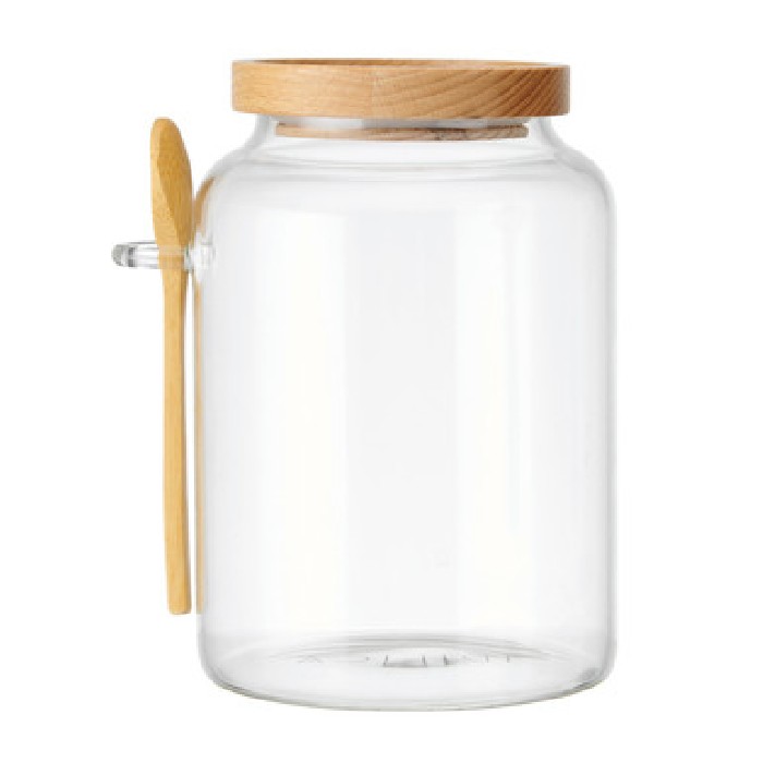 kitchenware/food-storage/kitchencraft-idilica-glass-storage-jar-with-beechwood-lid-and-bamboo-spoon-1200ml