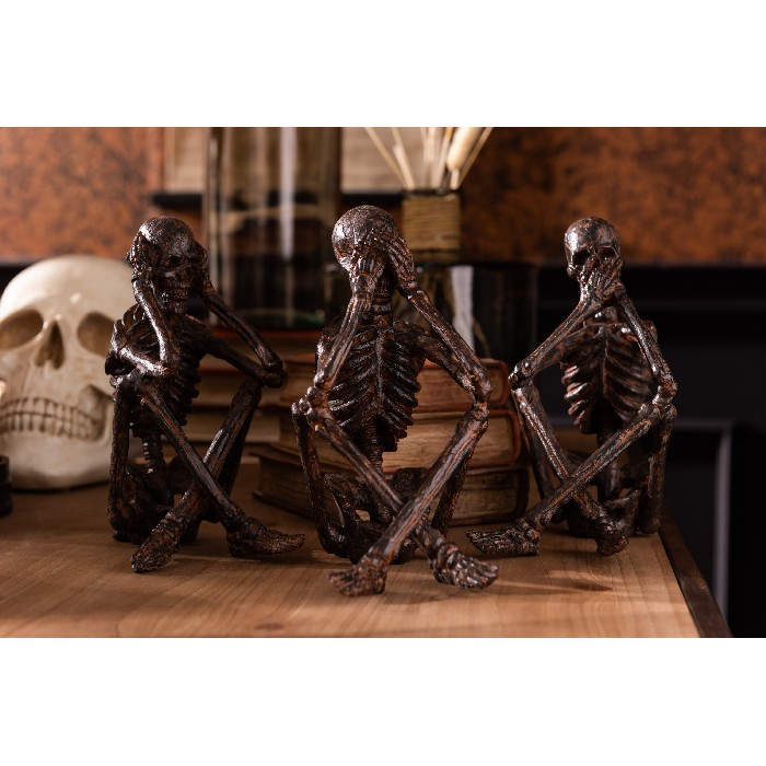 home-decor/decorative-ornaments/skeleton-seehearspeak-no-evil-polyresin-bronze-assortment-of-3
