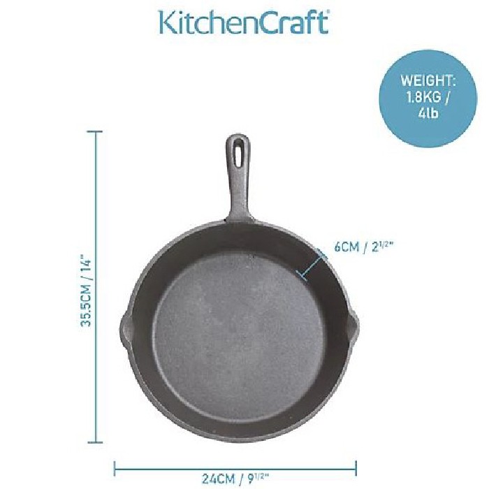 kitchenware/pots-lids-pans/kitchencraft-deluxe-cast-iron-24cm-round-plain-grill-pan