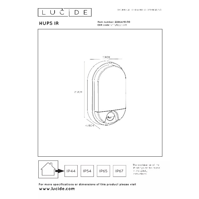 lighting/outdoor-lighting/lucide-hups-ir-sensor-oval-wall-light-10w-led-950lm-3000k-black