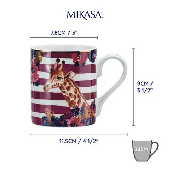 tableware/mugs-cups/mikasa-wild-at-heart-giraffe-print-280ml-mug