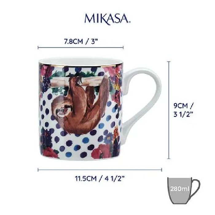 tableware/mugs-cups/mikasa-wild-at-heart-sloth-print-280ml-mug
