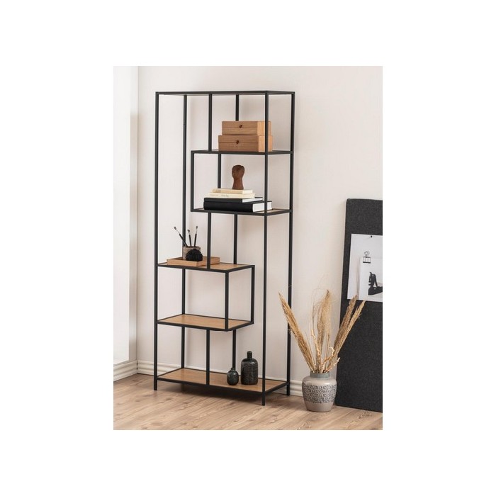 living/shelving-systems/seaford-bookcase-with-shelves-in-a-wild-oak-finish-and-black-frame