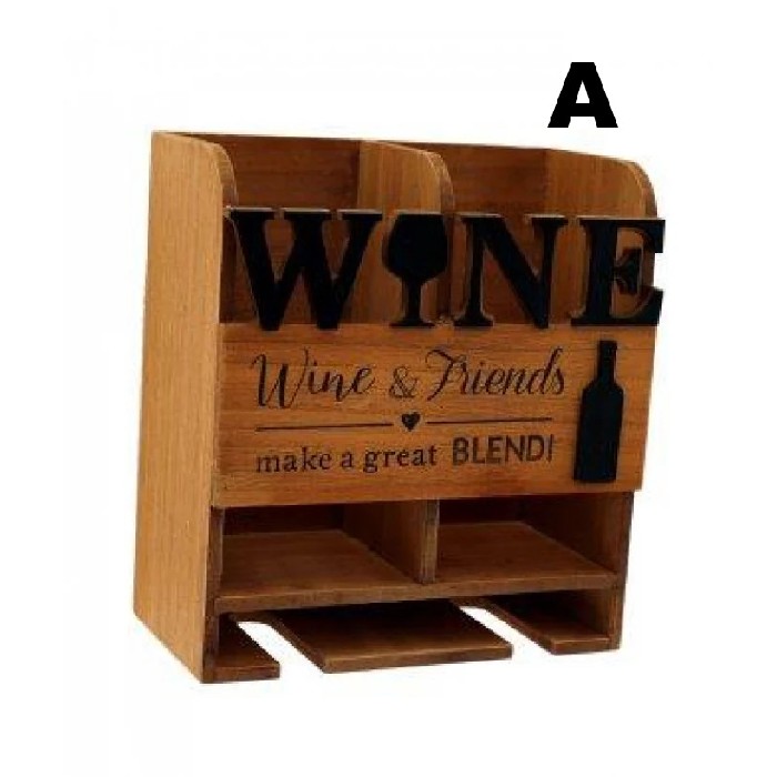 kitchenware/racks-holders-trollies/wine-bottle-holder-20cm-x-22cm-with-glass-rack-2-assorted