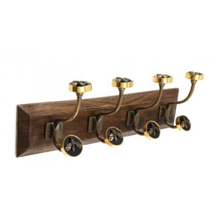 household-goods/garment-racks-wall-hooks/4pc-bee-design-double-hooks-with-wooden-base