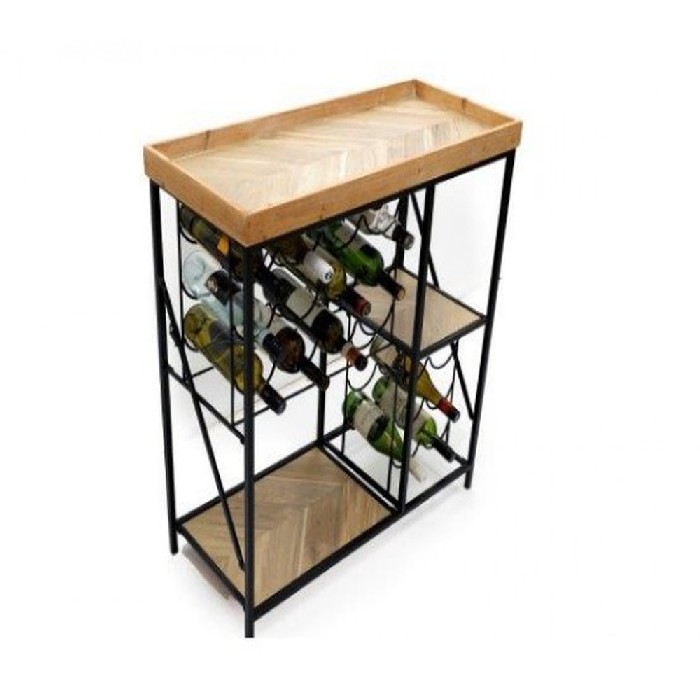 kitchenware/racks-holders-trollies/metal-wooden-wine-bottle-holder-86cm