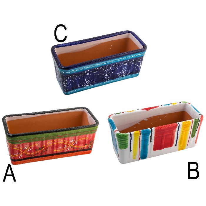 home-decor/indoor-pots-plant-stands/bristow-potteries-hand-painted-ceramic-trough-40cm-x-13cm-9-assorted