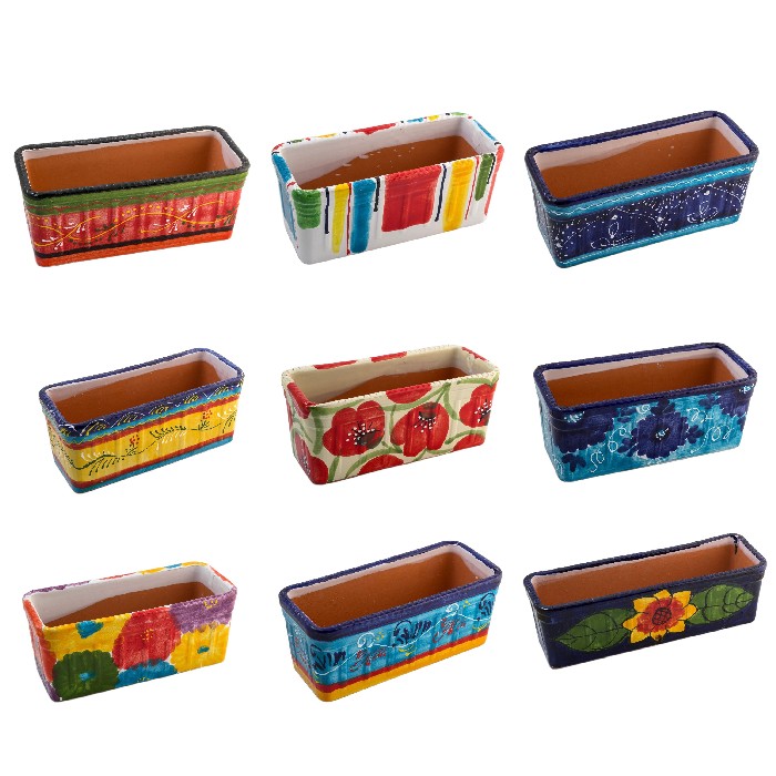 home-decor/indoor-pots-plant-stands/bristow-potteries-hand-painted-ceramic-trough-50cm-x-13cm-9-assorted