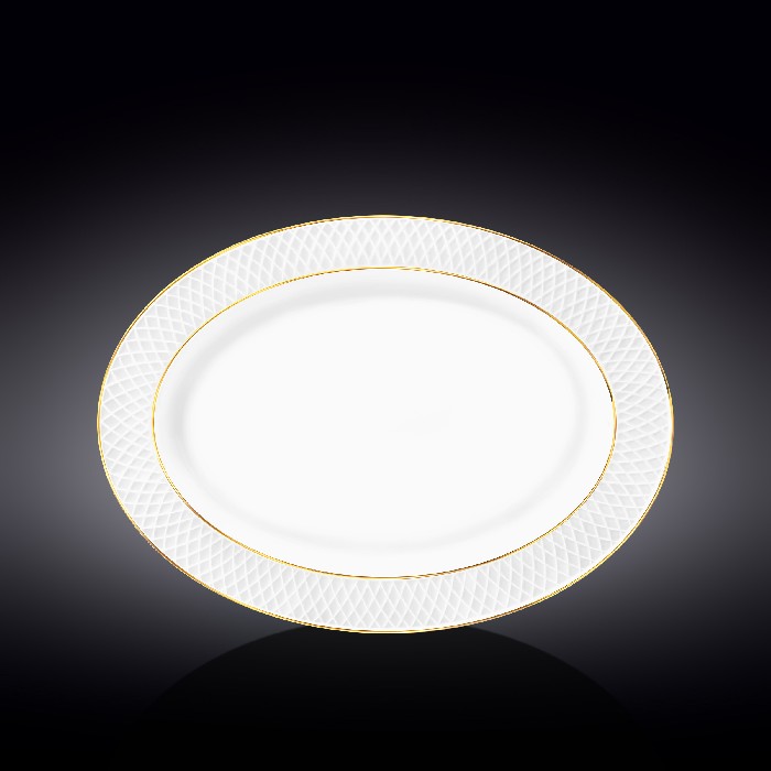 tableware/plates-bowls/wilmax-flat-rim-oval-platter-with-gold-lines-wl-880102117a
