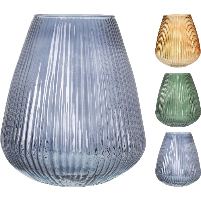 home-decor/vases/vase-glass-245cm-x-h28cm-stripes-3-assorted