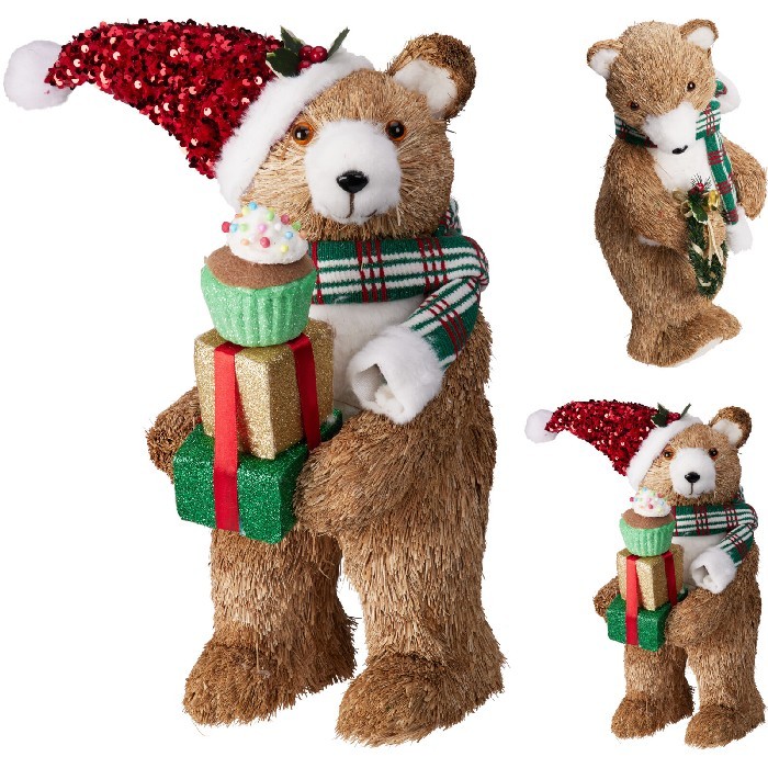 christmas/decorations/xmas-grass-bear-with-decoration-32cm-–-2-assorted