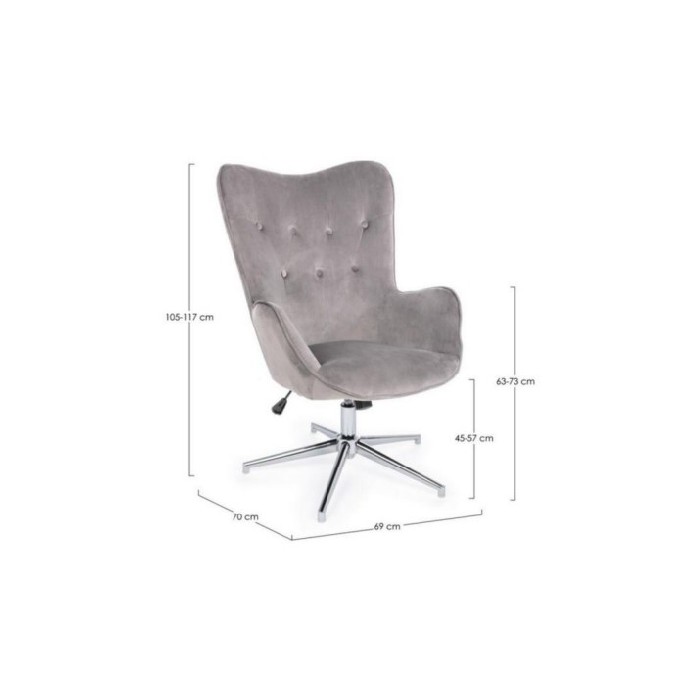 sofas/designer-armchairs/farida-swivel-armchair-with-chromed-steel-frame-and-grey-velvet-seat