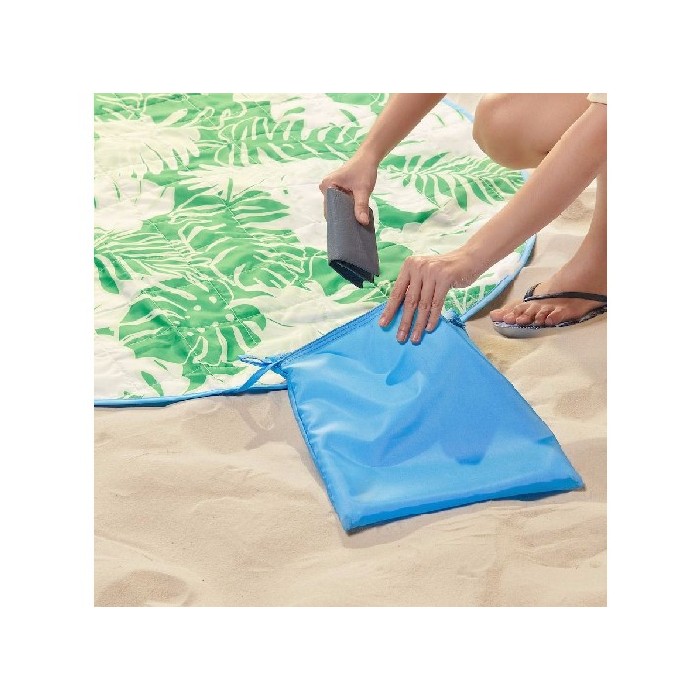 Ikea Strandon Picnic Blanket White Greenleaf Pattern 112X168cm Beach Related Outdoor The Atrium