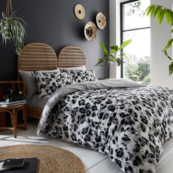 grey leopard duvet