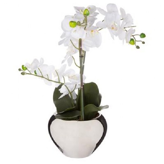 Atmosphera Orchid In Silver Pot H57 Artificial Plants Flowers Home