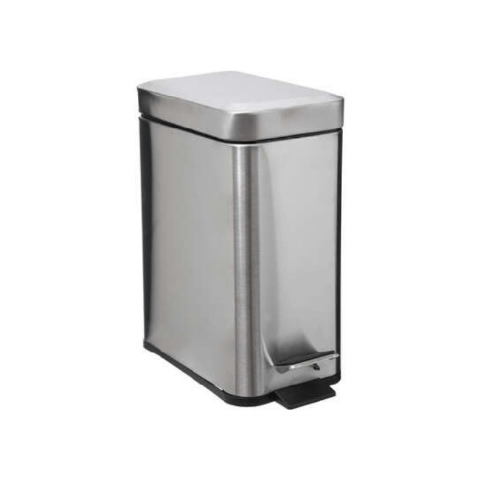 5Five Rectangular Dustbin Silver 5L Bins Liners Household Goods The