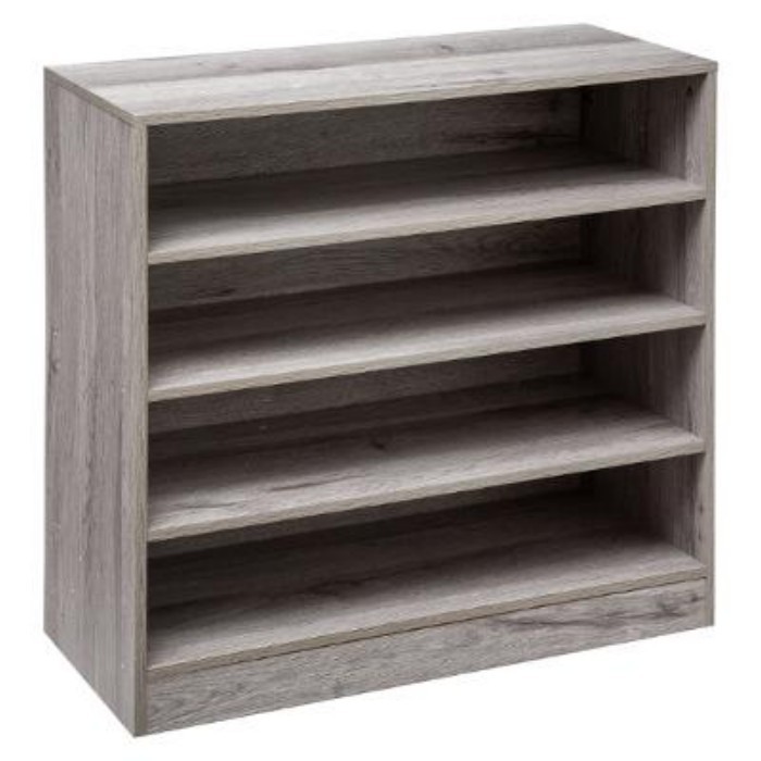 grey wooden shoe rack