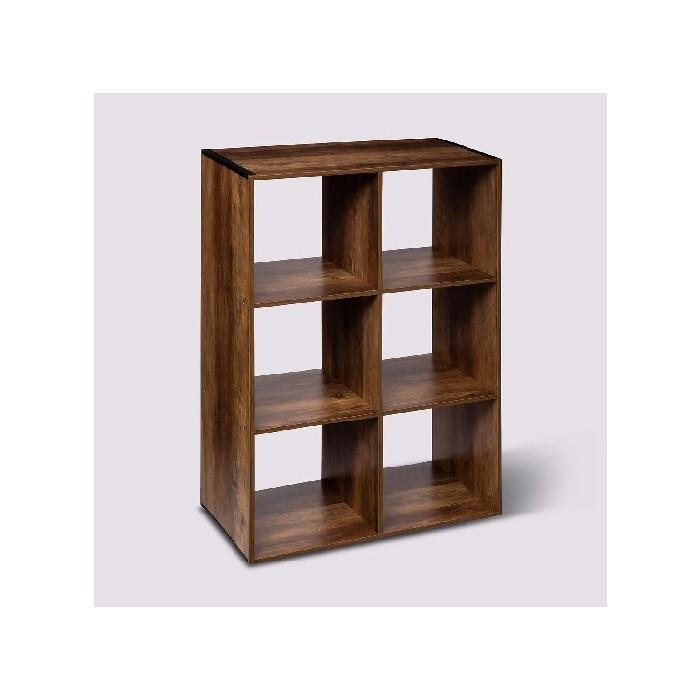 living/shelving-systems/atmosphera-6-compartment-industrial-shelf-dark-wood-effect