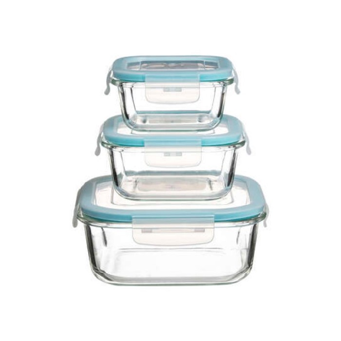 5Five Square Glass Box Containers Set Of 3 Food Storage Kitchenware