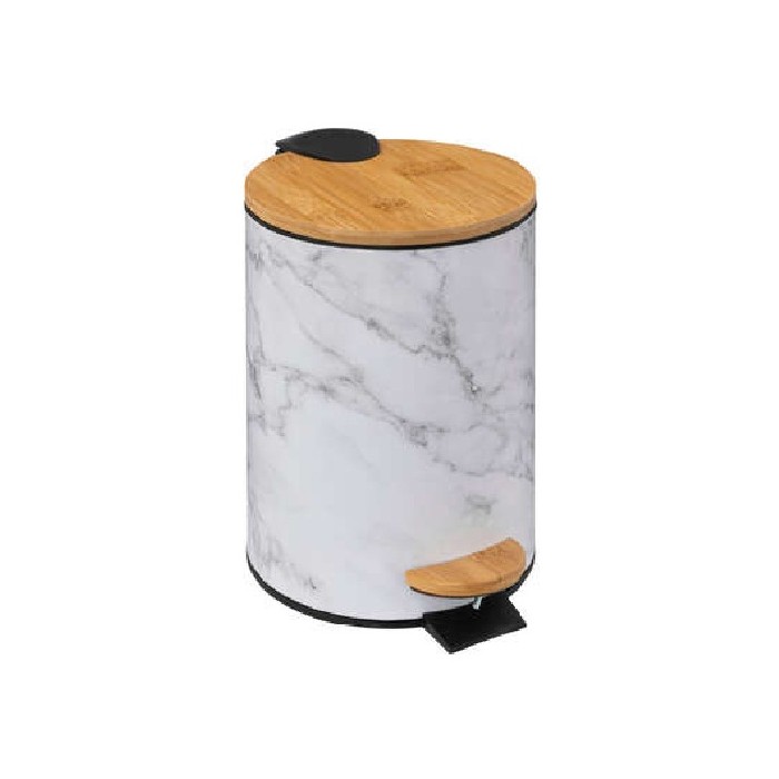 household-goods/bins-liners/5five-lea-marble-effect-3ltr-pedal-bin-white