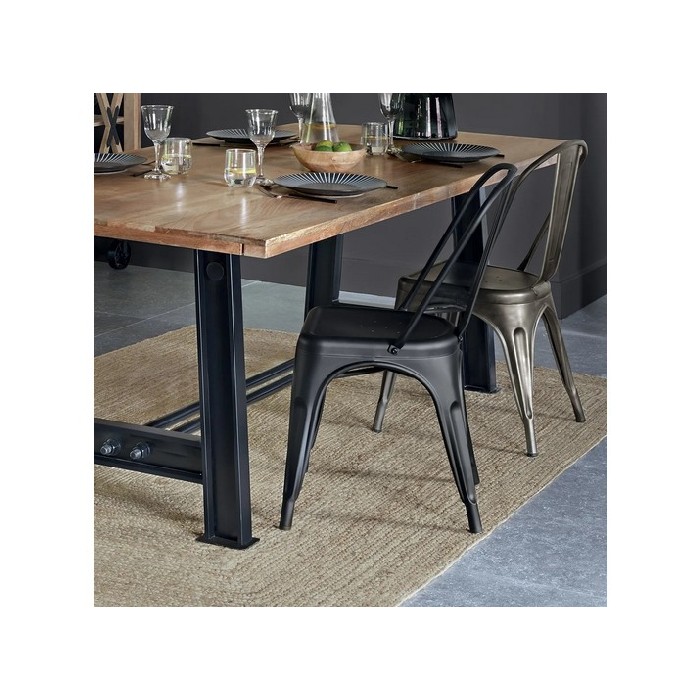 Tabouret NIKO Atmosphera - Style Industriel Vintage - Métal Noir - 46cm