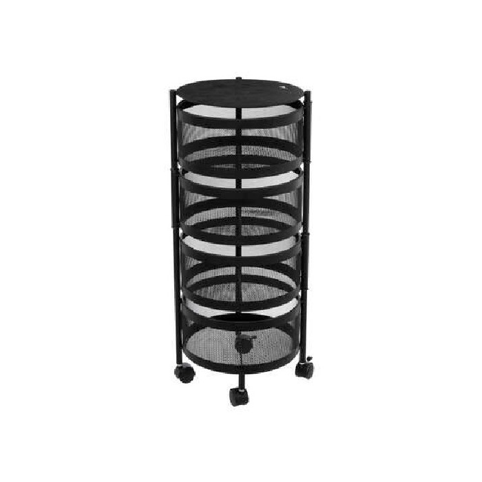 home-decor/loose-furniture/five-kitchen-metal-trolley-with-4-rotating-baskets-black