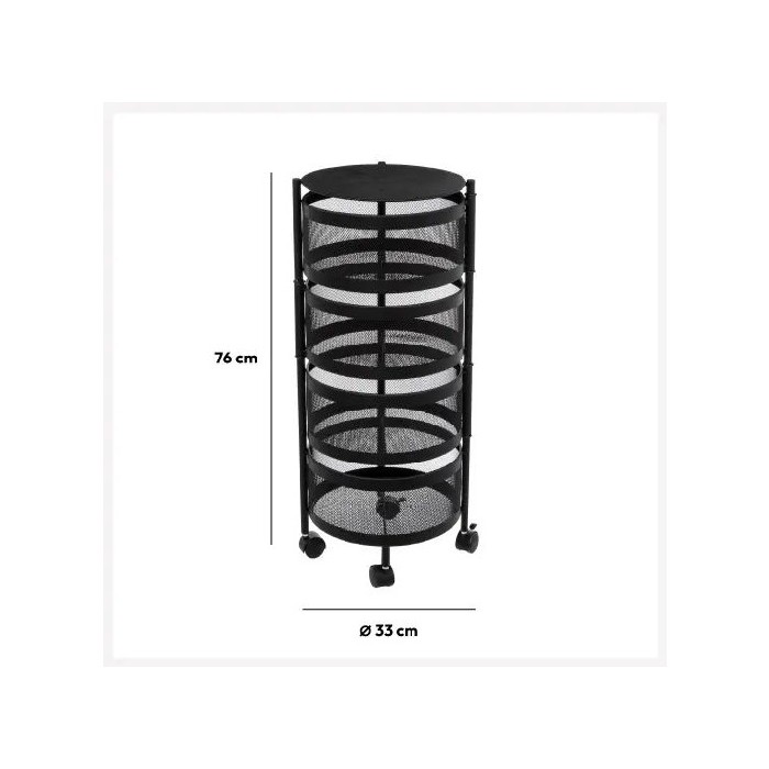 home-decor/loose-furniture/five-kitchen-metal-trolley-with-4-rotating-baskets-black