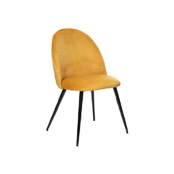 Atmosphera Slano Ochre Velvet Black Legs Chair Dining Chairs Dining