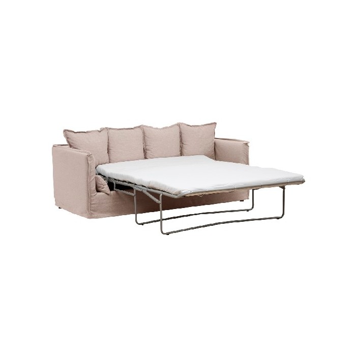 Canapé 3 Places Odilon Atmosphera En Tissu Beige - Déhoussable, Confort Semi-ferme (dimensions : 210x104x78 Cm)