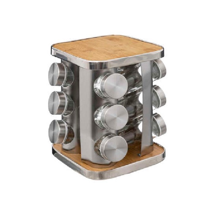 kitchenware/miscellaneous-kitchenware/5five-spice-rack-with-12-spice-jars-stainless-steel-and-bamboo