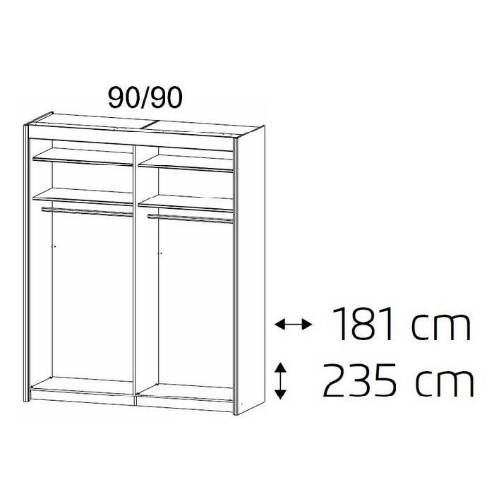 Imperial Wd 2Dr 181W 235H Snrmo Light Wardrobe Systems Bedrooms The