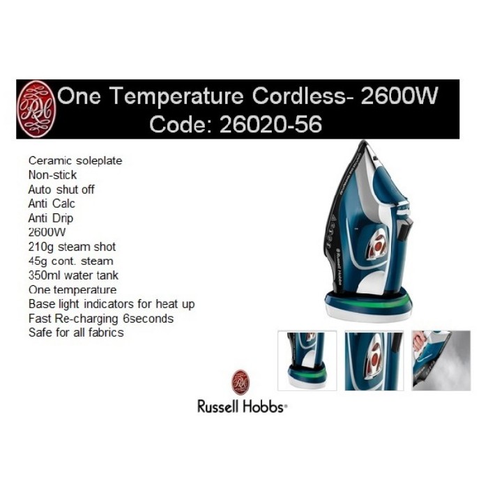 Russell hobbs 26020 cordless one temp on sale steam iron