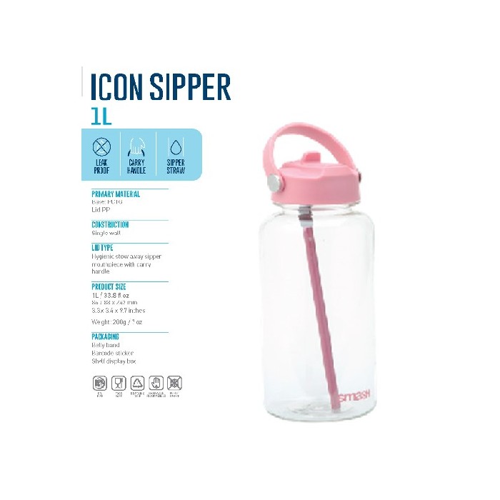 kitchenware/picnicware/smash-icon-sipper-1l-ss-straw-pink-with-brush