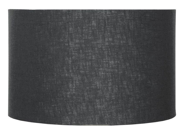 45cm Black Double Lined Linen Drum, Dark Grey Linen Light Shade