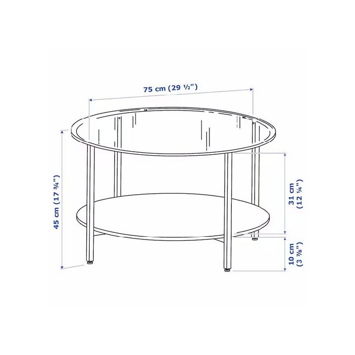 Ikea Vittsjo Coffee Table Whiteglass 75 Cm Coffee Tables Living The