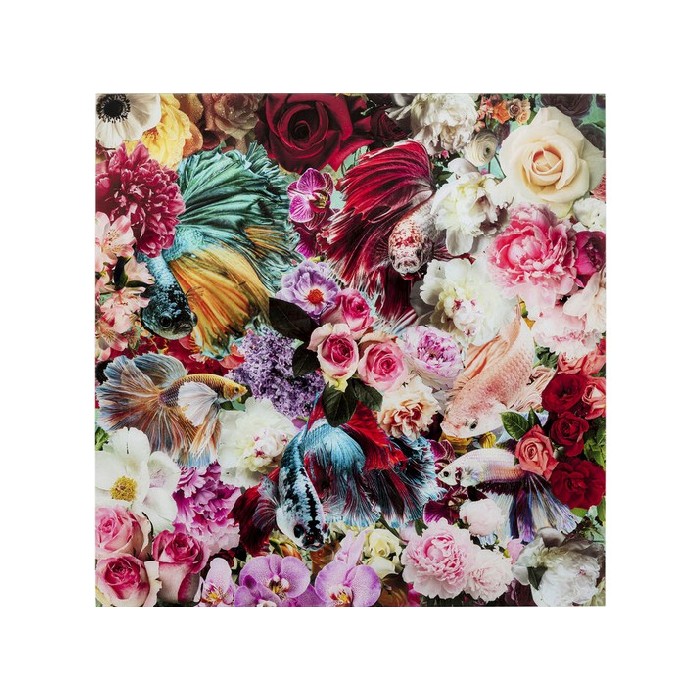 Kare Glass Picture Rose Paradise 3D 120Cm X 120Cm Wall Decor Home Decor